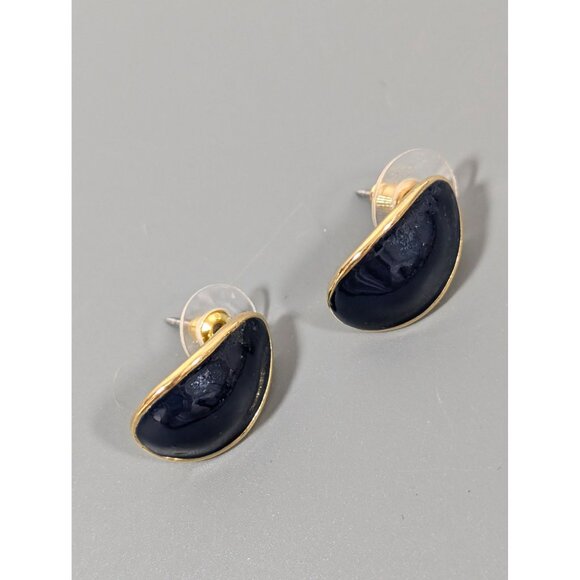 Vintage Napier Blue Enamel Teardrop Drop Earrings Gold Tone Classic - Picture 3 of 7